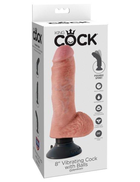  8" Vibrating Cock with Balls  Light 