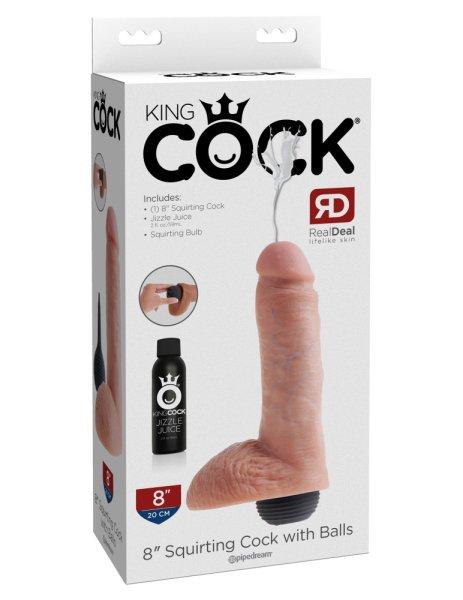  8" Squirting Cock with Balls  Light 