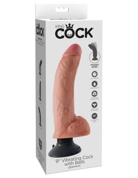  9" Vibrating Cock with Balls  Light 