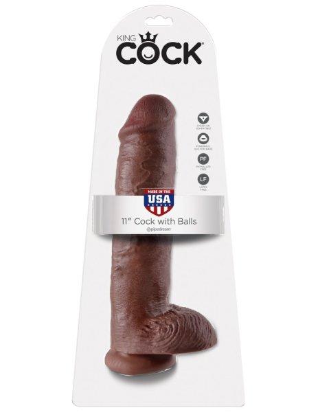  11" Cock with Balls  Brown 