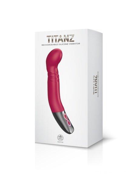  TITANZ 8" SILICONE RECHARGEABLE VIBRATOR IN PINK 