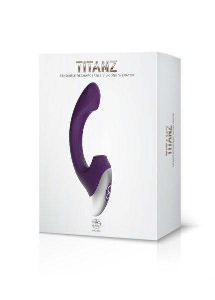  TITANZ 8" SILICONE RECHARGEABLE VIBRATOR IN PURPLE 