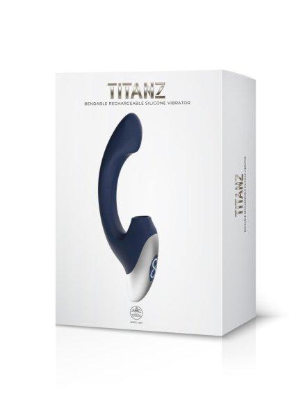  TITANZ 8 " SILICONE RECHARGEABLE VIBRATOR IN BLUE 