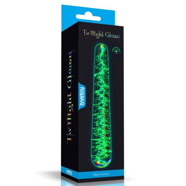  Glow-in-the-dark Twilight Gleam Glass Dildo-Slim Fantasy 