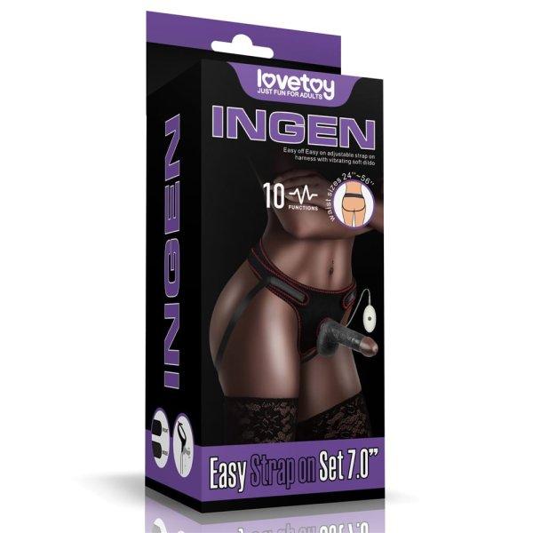  Vibrating Easy Strapon Set 7.0'' Black 