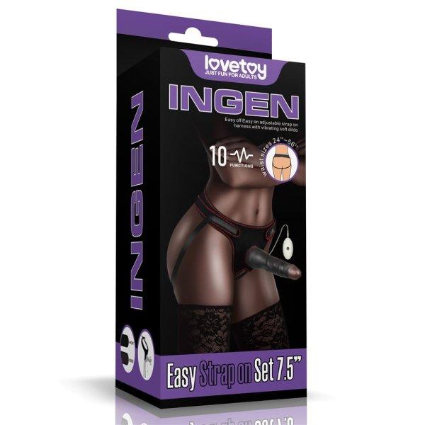  Vibrating Easy Strapon Set 7.5'' Black 