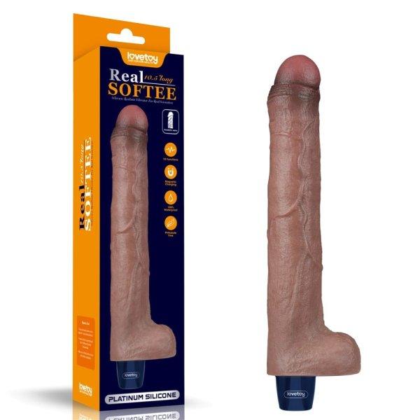  10.5" REAL SOFTEE Rechargeable Silicone Vibrating Dildo 