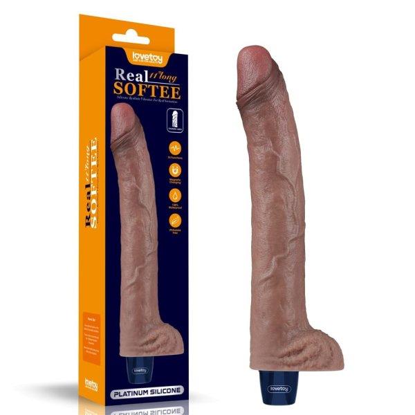  11" REAL SOFTEE Rechargeable Silicone Vibrating Dildo 