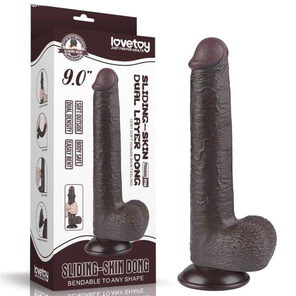  9'' Sliding Skin Dual Layer Dong Black 