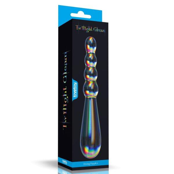  Twilight Gleam Glass Dildo- Rising Ripples 