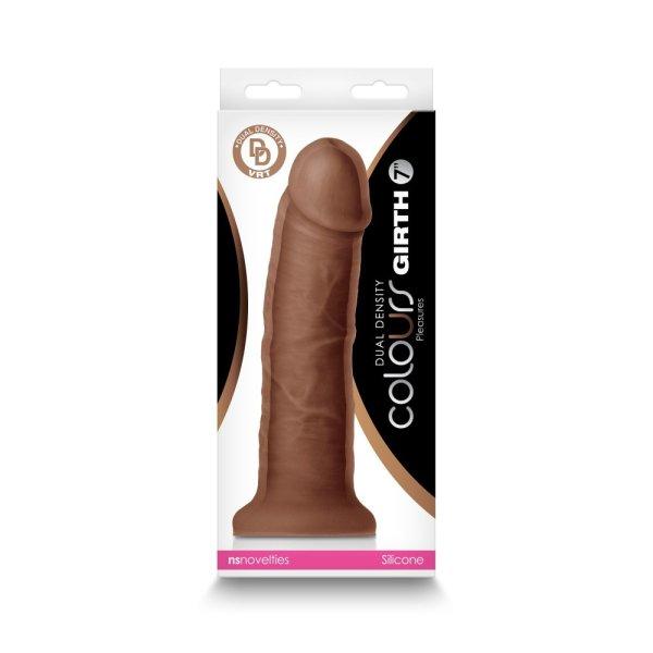  Colours - Dual Density - 7" Girth Dildo - Brown 