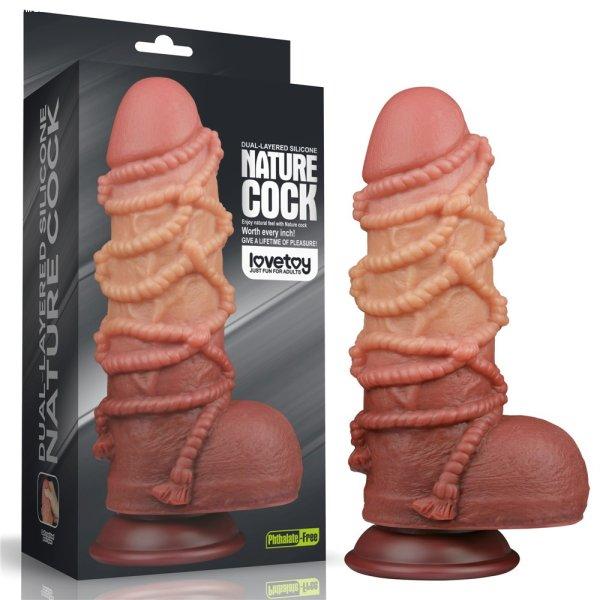  9.5'' Dual layered Platinum Silicone Cock with Rope 