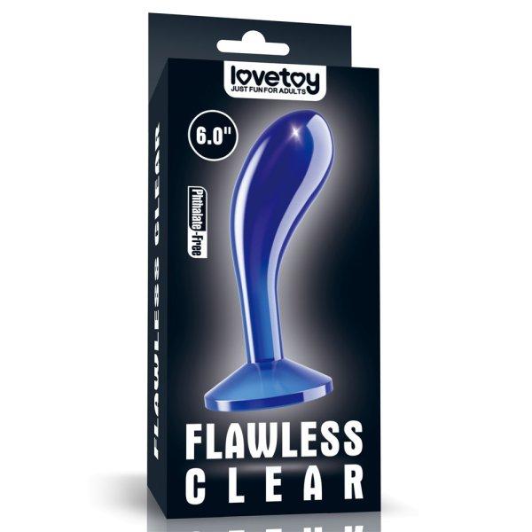  Flawless Clear Prostate Plug 6.0'' Blue 