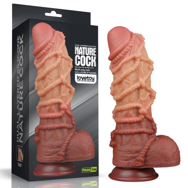  10.5'' Dual layered Platinum Silicone Cock with Rope 