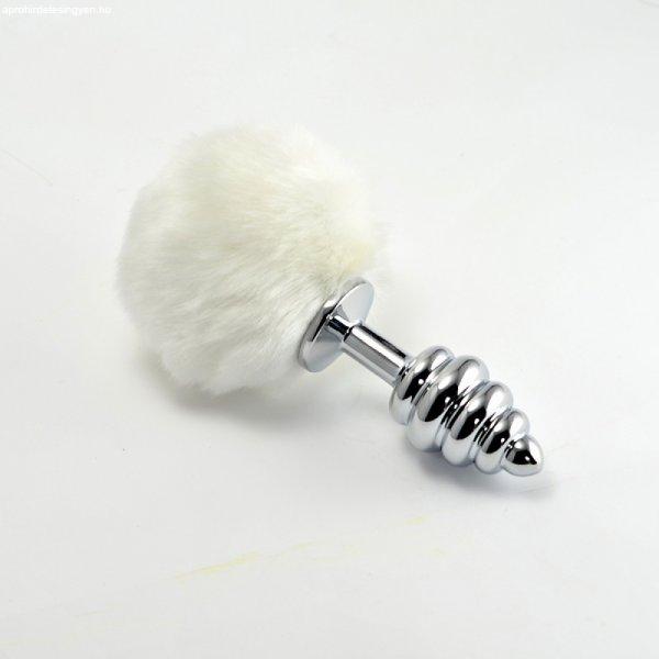  Spiral Pompon Metal Plug White 