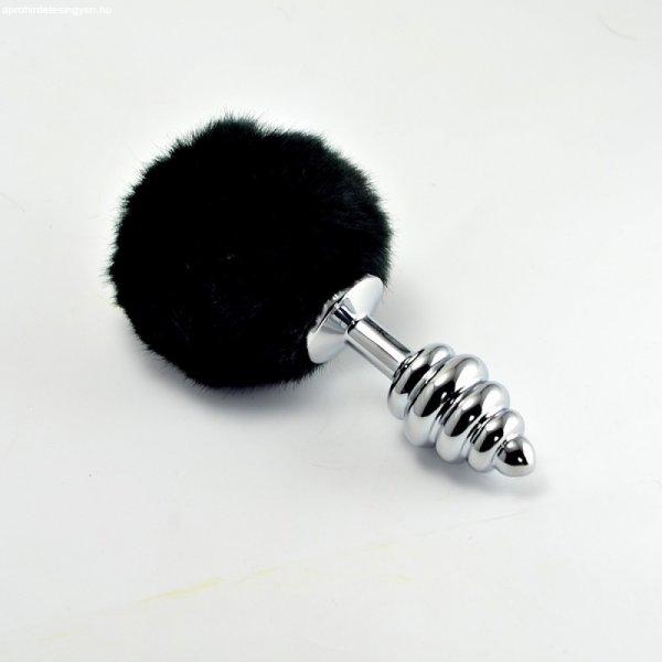  Spiral Pompon Metal Plug Black 