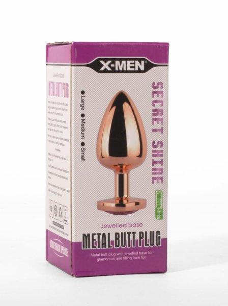  X-MEN Secret Shine Metal Butt Plug Rose Gold Heart S 