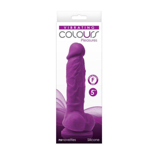  Colours - Pleasures - Vibrating - 5" Dildo - Purple 