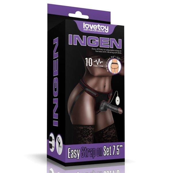  Vibrating Easy Strapon Set 7.5" Black 