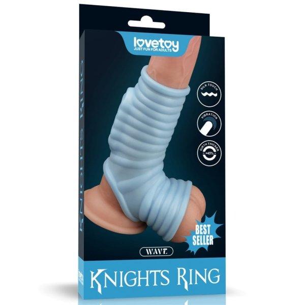  Vibrating Wave Knights Ring with Scrotum Sleeve 