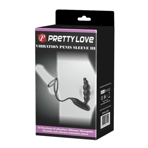  Pretty Love Vibration Penis Sleeve III Black 