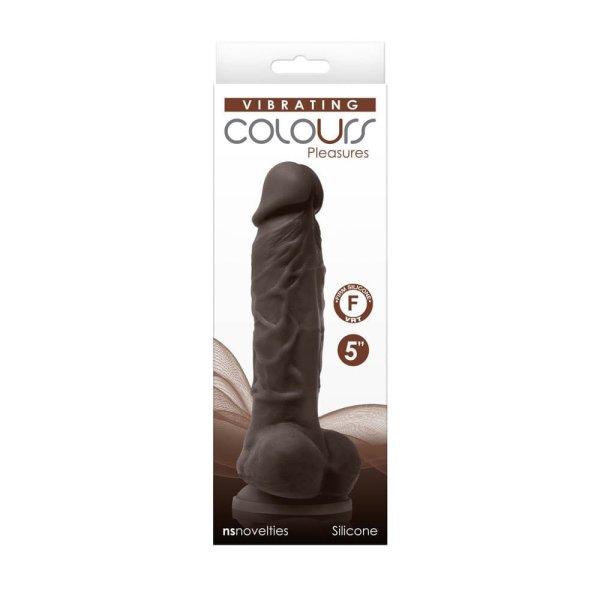  Colours - Pleasures - Vibrating - 5" Dildo - Dark Brown 