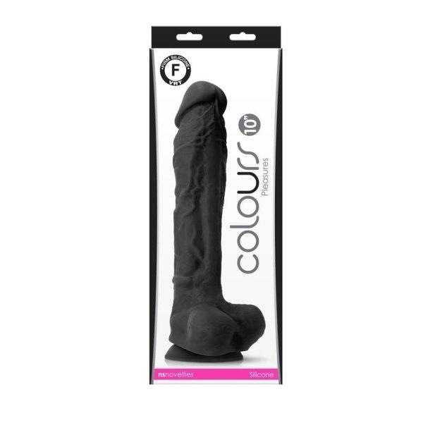  Colours - Pleasures - 10" Dildo - Black 