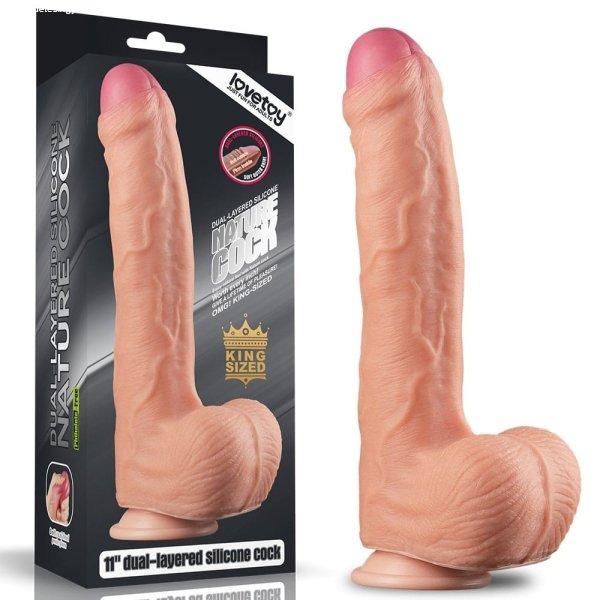  11" Dual Layer Platinum Silicone Cock 