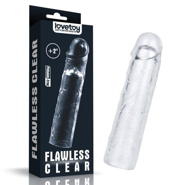  Flawless Clear Penis Sleeve Add 2'' 