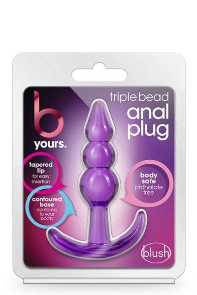  B YOURS TRIPLE BEAD ANAL PLUG PURPLE 