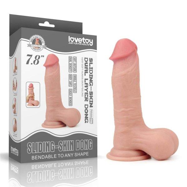  7.8'' Sliding Skin Dual Layer Dong - Whole Testicle 