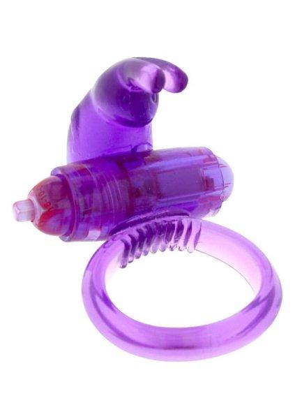  Rabbit Silicone Vibrating Cockring Purple 