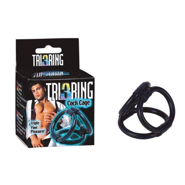  Tri Ring Cock Cage Black 