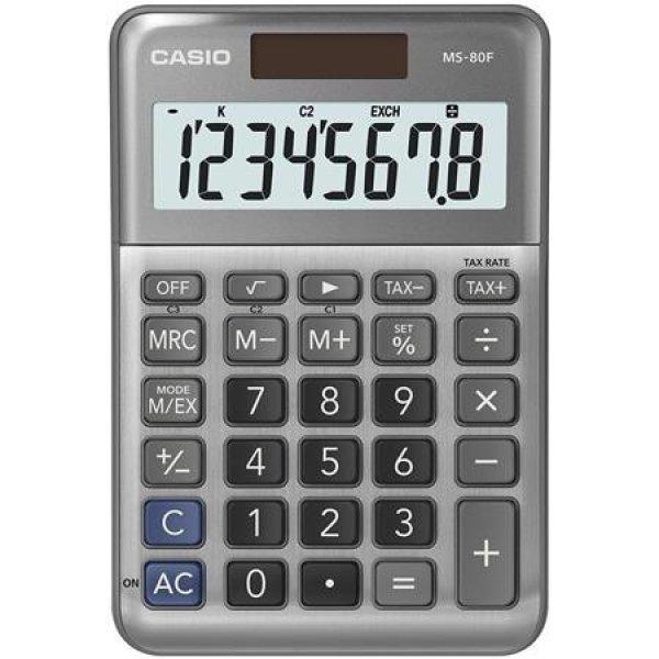 Számológép, asztali, 8 számjegy, CASIO "MS-80 F", szürke