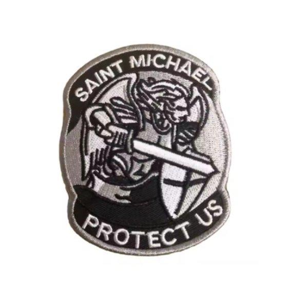 WARAGOD Saint Michael Protect Us hímzett patch, szürke