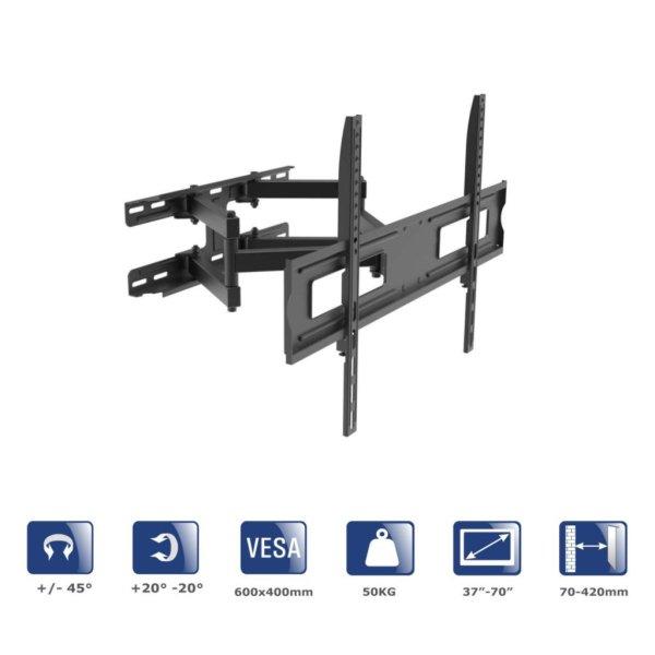 Akyga AK-MB-10 TV Wall Mount Full Motion Bracket +/-45° 50kg VESA 600x400mm
37"-70"