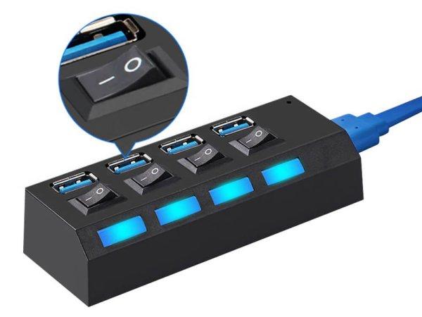 4 portos USB elosztó kapcsolókkal