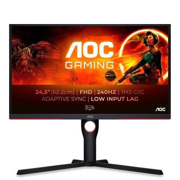 AOC Gaming 240Hz VA monitor 23.8" 25G3ZM/BK, 1920x1080, 16:9, 300cd/m2,
1ms, 2xHDMI/DisplayPort, áll. mag, pivot