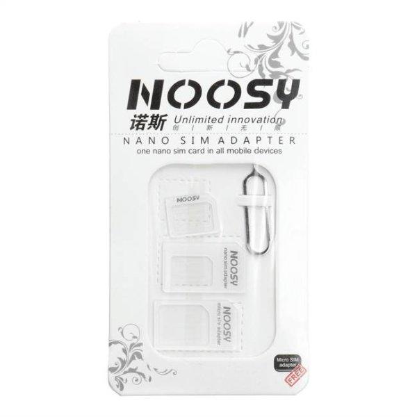 Adapterek Nano SIM / Micro, Micro Sim és Nano / Sim (NOOSY 3in1) fehér