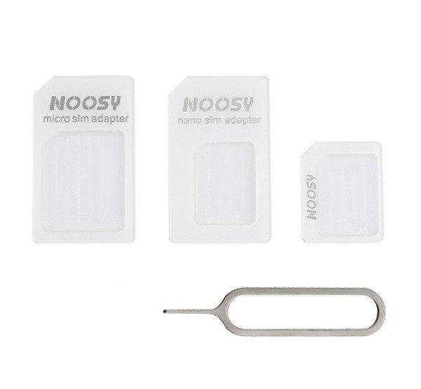 NOOSY SIM adapter (Nano SIM kártyát Micro SIM és normál méretű kártyára
alakítja át, kártya kiemelő) FEHÉR