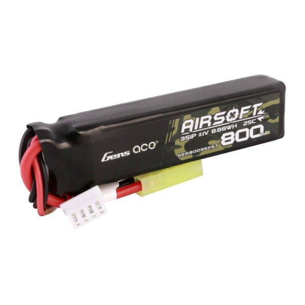 Gens Ace Lipo 800MAH 11.1V 25C 3S1P Airsoft Gun Lipo Battery with mini Tamiya
Plug