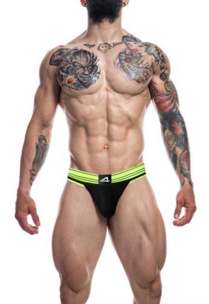 C4M Rugby Jockstrap Neon zöld reneszánsz - pánské jocksy M