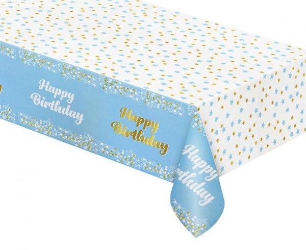 Kék Happy Birthday BandC Light Blue fólia asztalterítő 137x183 cm