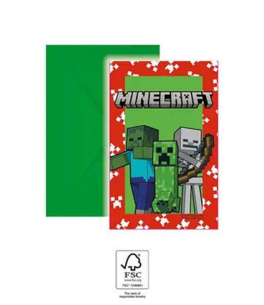 Minecraft Green party meghívó 6 db-os FSC