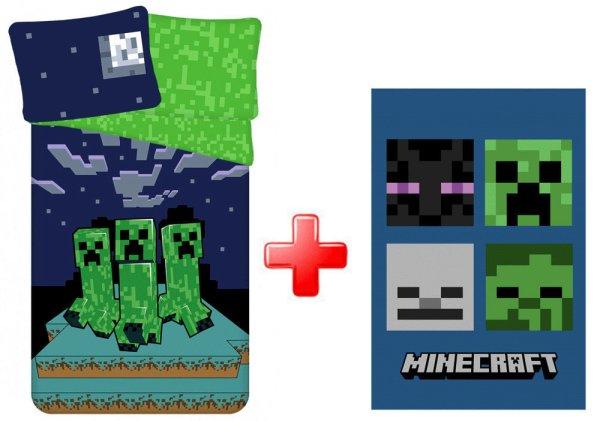 Minecraft Sssleep Tight ágyneműhuzat és polár takaró szett