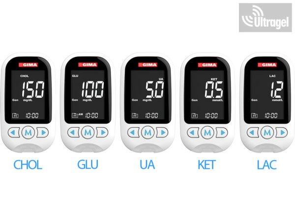 Minifotométer 6 paraméterre (GLU, KET, LAKT, UREA, CHOL, HGB) Gimacare 6in1
