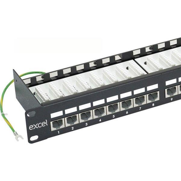 Cat.6 FTP 24 portos patchpanel, 1U, fekete EXCEL 100-013