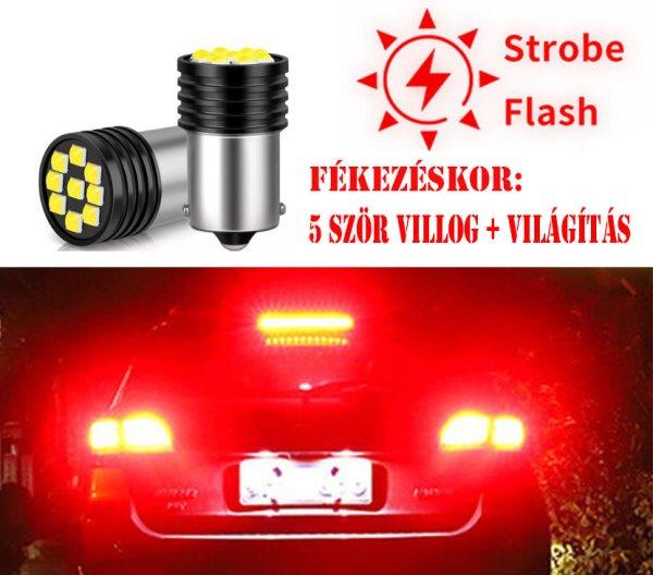  5 X Villog SMD-1157-9SMD 21/5W - fehér -STROBE- 12V