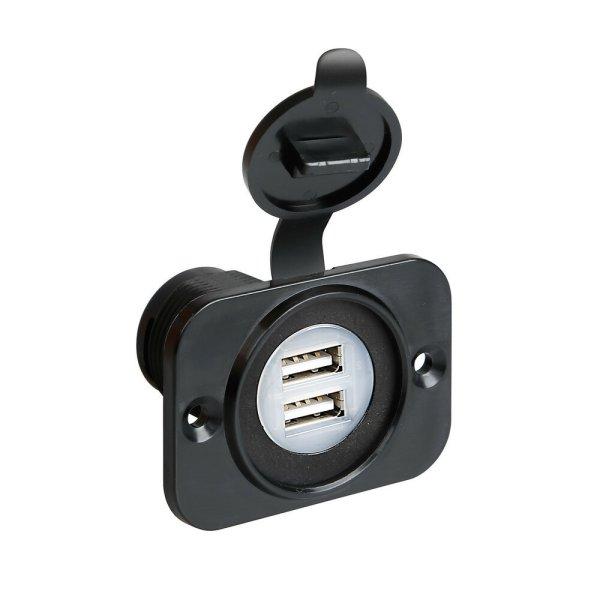 Lampa Dupla USB Aljzat 12-24V 2100mA Vízálló