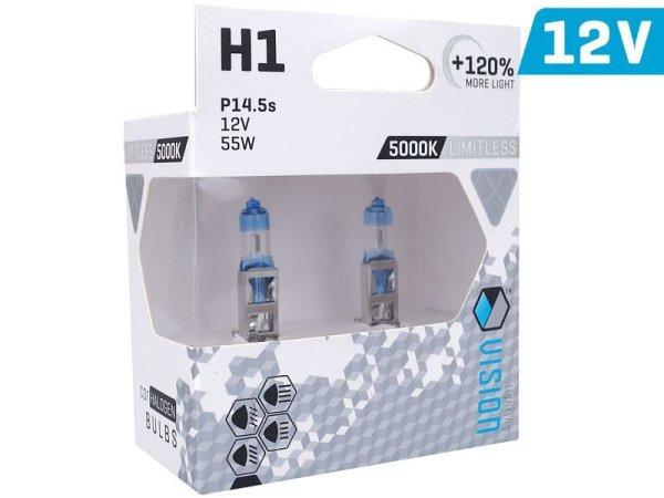 Vision Izzók Határtalan Fehér H1 12V 55W P14,5S U E4 + 120%, 2 Db. Cm58811